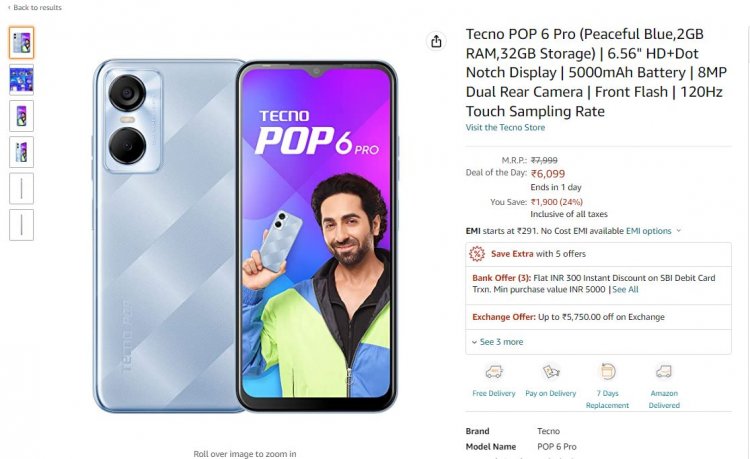 Tecno Pop 6 Pro Launched in India: Price, Specifications, and Other Details